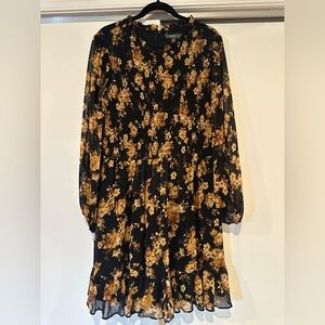 Harper Black and Gold Floral Long Sleeve Dress